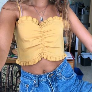 Urban Outfitters Mustard Ruffle Tank